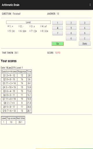 Arithmetic Brain Screen 2