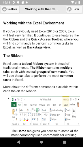 Tutorial for Excel Screen 2