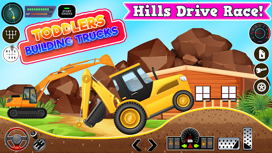 Toddler Builder Trucks On Hill