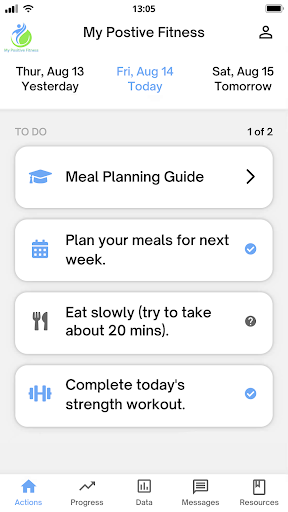Android application My Positive Fitness screenshort