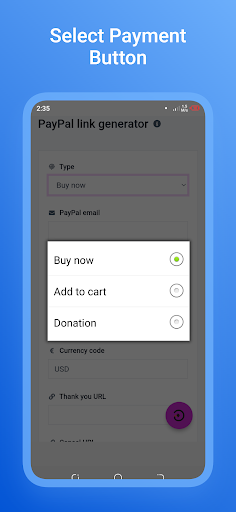 Android application Payment Link Generator screenshort