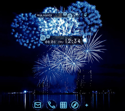 Android application Blue Fireworks Theme screenshort
