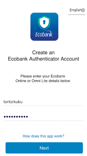 Android application Ecobank Authenticator screenshort
