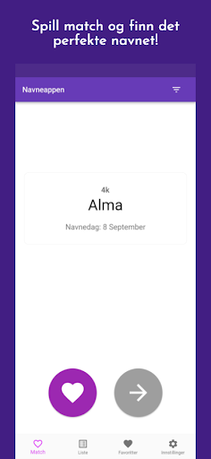 Android application Navneappen screenshort