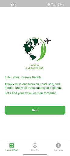 Android application Travel CarbonCount screenshort