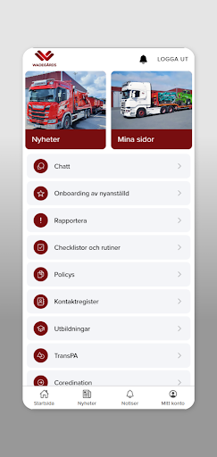 Android application Wadegårds Åkeri screenshort