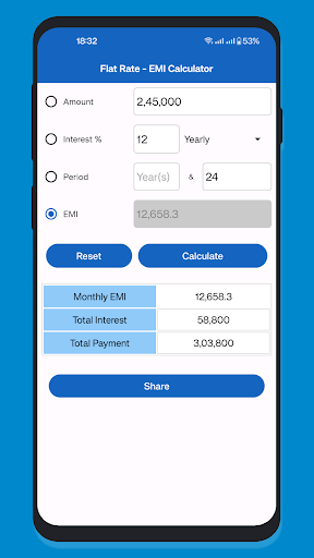 Android application EMI Calculator - Flat Rate screenshort