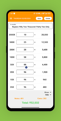 Android application Cash Denomination : Tally Cash screenshort
