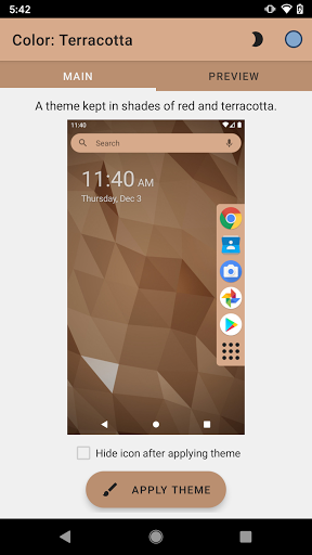 Android application Color Theme Blue & Terracotta screenshort