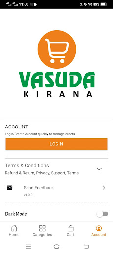 Android application Vasudha Kirana - Grocery App screenshort