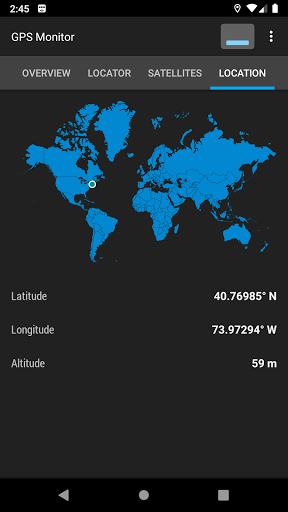 Screenshot of GPS Monitor: satellite data