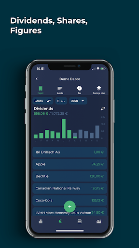 divTimer - dividend manager Screen 2