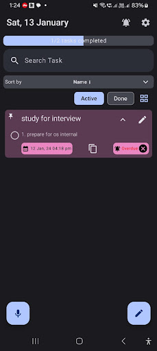 Android application Task Management screenshort