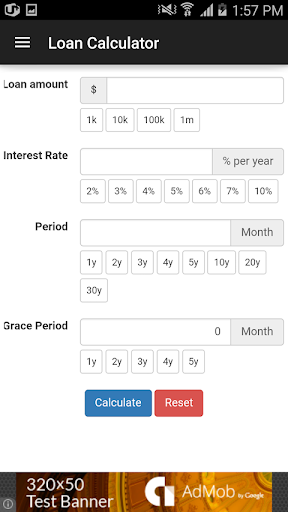 Android application Loan Calculator screenshort