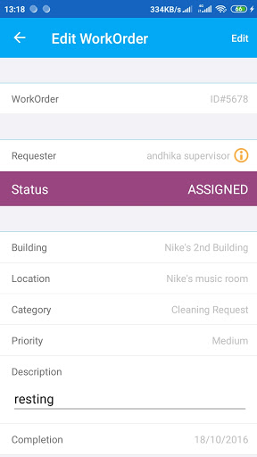 Work Order Screen 3