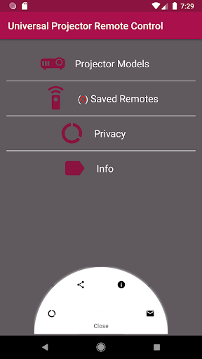 Android application Universal Projector Remote screenshort