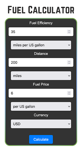 Fuel Calculator Screenshot 1 - AppWisp.com