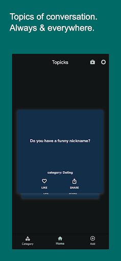Android application Topicks - conversation starter screenshort