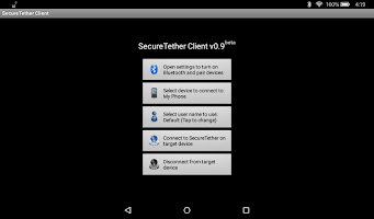 screenshot of SecureTether Client - Android Bluetooth tethering