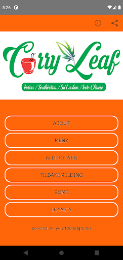Android application Curry Leaf Oslo screenshort