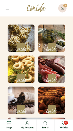 Android application Comida Shop screenshort