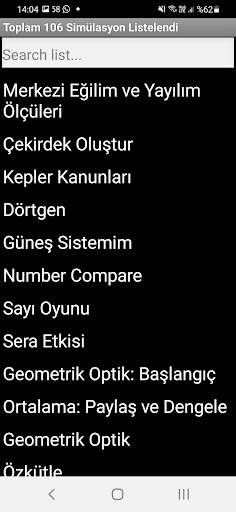Android application ETKİLEŞİMLİ SİMÜLASYONLAR screenshort