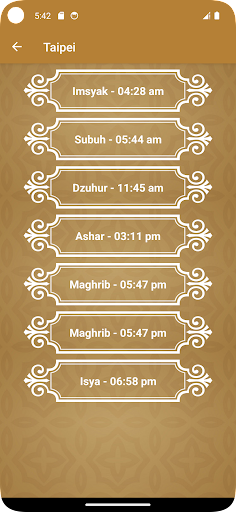 Jadwal Sholat Taiwan Screen 2