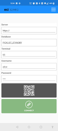 Android application E2 MFG Employee DC screenshort