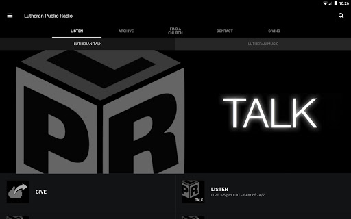 Screenshot of Lutheran Public Radio