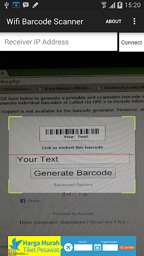 Android application WiFi Barcode Scanner screenshort