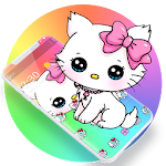 Cover Image of Download Cute White Kitty Colorful Theme 1.1.3 APK