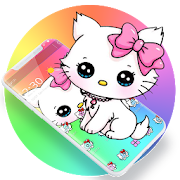 Cute White Kitty Colorful Theme  Icon