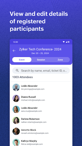 Screenshot of Zoho Backstage for Organizers