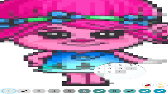 trolls arte de pixel colorir