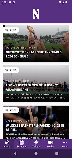 Android application Northwestern Wildcats screenshort