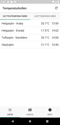 Android application Temperaturkollen screenshort