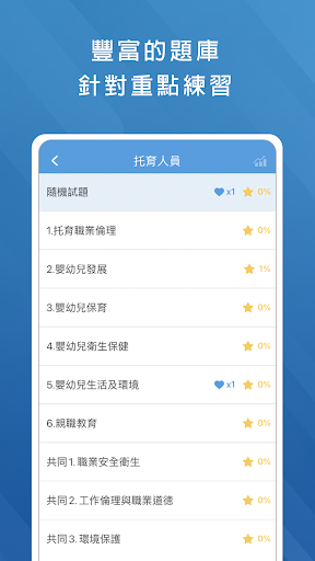 Android application 托育人員與照顧服務員題庫 screenshort