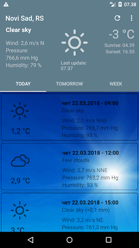 Android application Light Weather Forecast screenshort