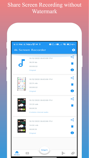 Android application Screen Recorder internal audio screenshort