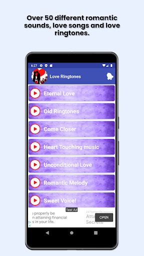 Android application Love Ringtones screenshort