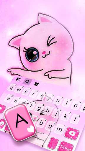 Pink Kitten Keyboard Backgroun Screen 2