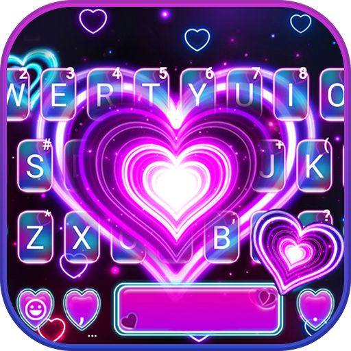 Neon 3d Heart Keyboard Theme  Icon