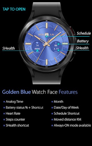 Golden Blue Watch Face screenshot 4