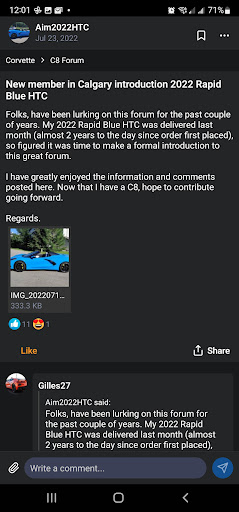 Corvette App Screen 3