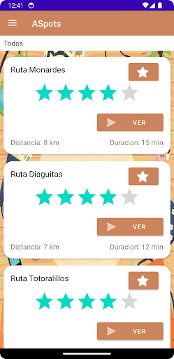 Android application ASpots screenshort