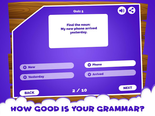 Android application Noun English Grammar Kids Quiz screenshort