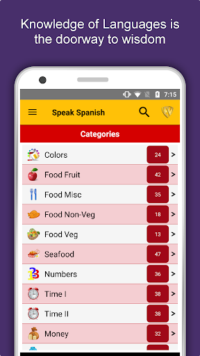 Android application Learn Spanish Language Offline screenshort