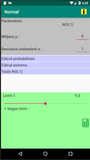 Android application Distribució Normal screenshort