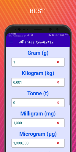 Android application Weight Converter - kg to pound screenshort