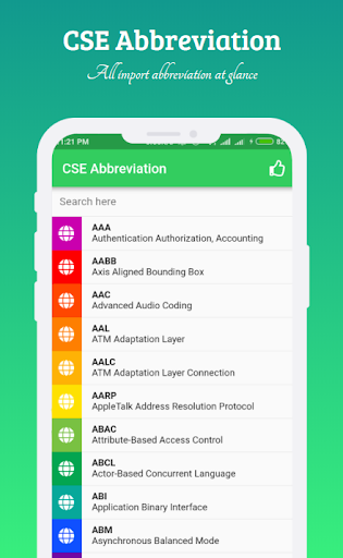 Android application CSE Abbreviation screenshort